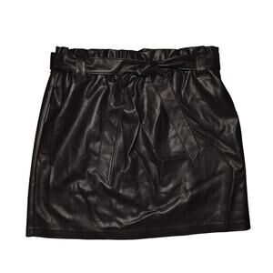 ELOQUII $89 Black Faux Leather Paperbag Waist Belted Skirt Size‎ 18